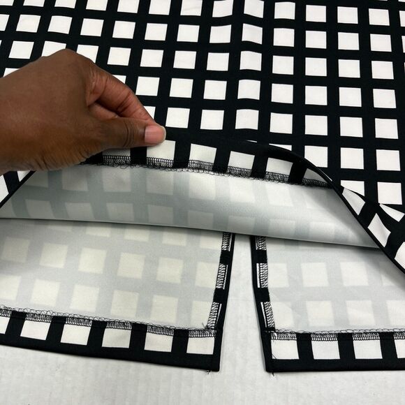 Calvin Klein XL Black White Checkered Pencil Skirt Work Office Zip Knee Length - Picture 3 of 11